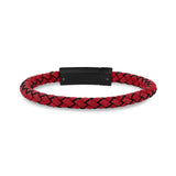 Bracelets en cuir d'acier pour hommes - Bracelet gravé en cuir rouge 6 mm