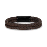 Bracelets en cuir pour hommes - Bracelet double rangée en cuir brun gravable