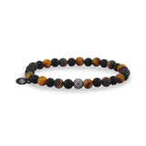 Bracelet de perles unisexe - Bracelet de perles extensibles 6mm noir et marron