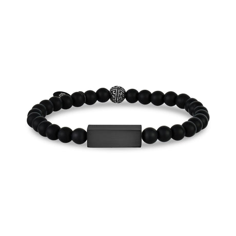 Bracelet de perles rectangulaires 6mm noir mat - Bracelet de perles unisexe - The Steel Shop