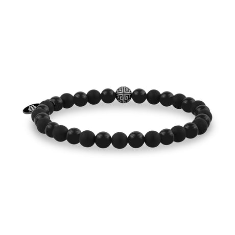 Bracelet de perles unisexe - Bracelet de perles extensibles en onyx noir 6 mm