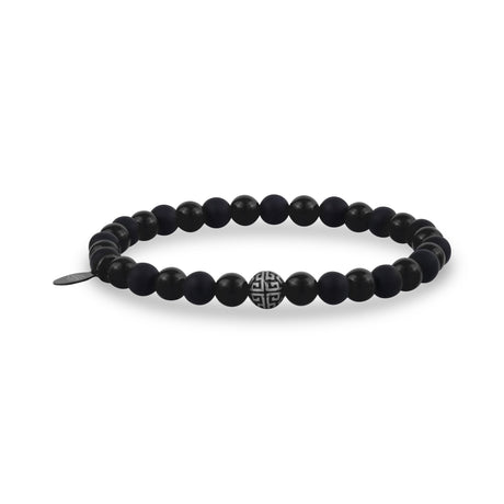 Bracelet de perles unisexe - Bracelet de perles extensibles en onyx noir 6 mm