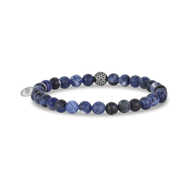 Bracelet de perles unisexe - Bracelet de perles extensible en sodalite bleue 6mm