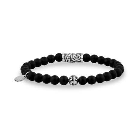 Bracelet de perles unisexe - Bracelet de perles noires extensibles 6mm Breeze