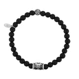 Bracelet de perles unisexe - Bracelet de perles extensible en onyx noir mat 6mm Hamsa