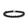 Bracelet de perles unisexe - Bracelet extensible en or rose et onyx noir mat 6 mm
