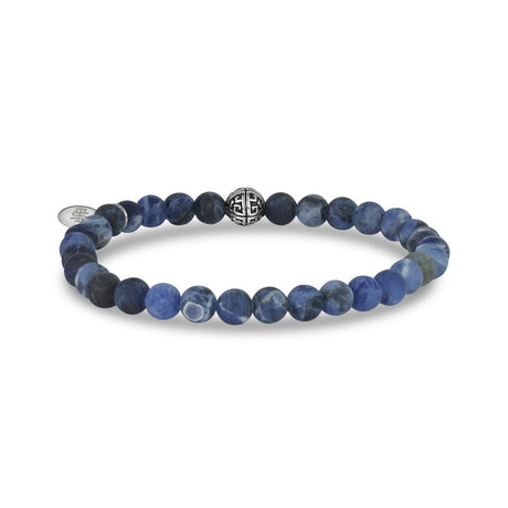 Bracelet de perles extensibles en sodalite bleu mat de 6 mm - Bracelet de perles unisexe - The Steel Shop
