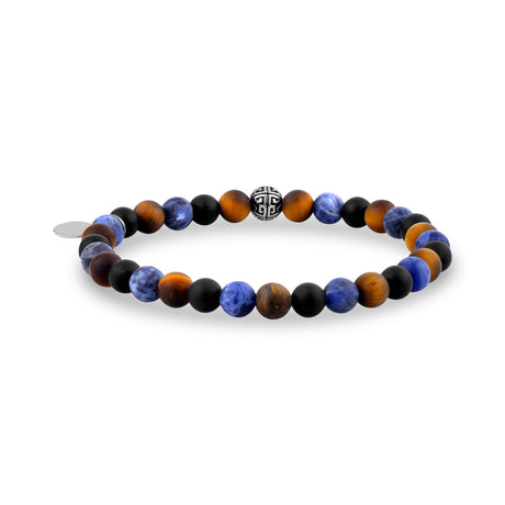 Bracelet de perles unisexe - Bracelet de perles extensibles 6mm Onyx mat Sodalite Oeil de tigre Remix