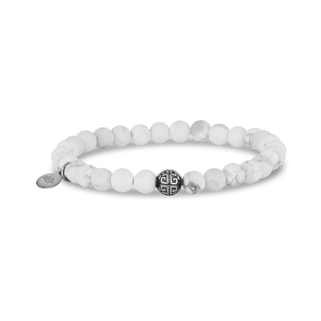 Bracelet de perles unisexe - Bracelet de perles extensible Howlite blanc mat 6 mm
