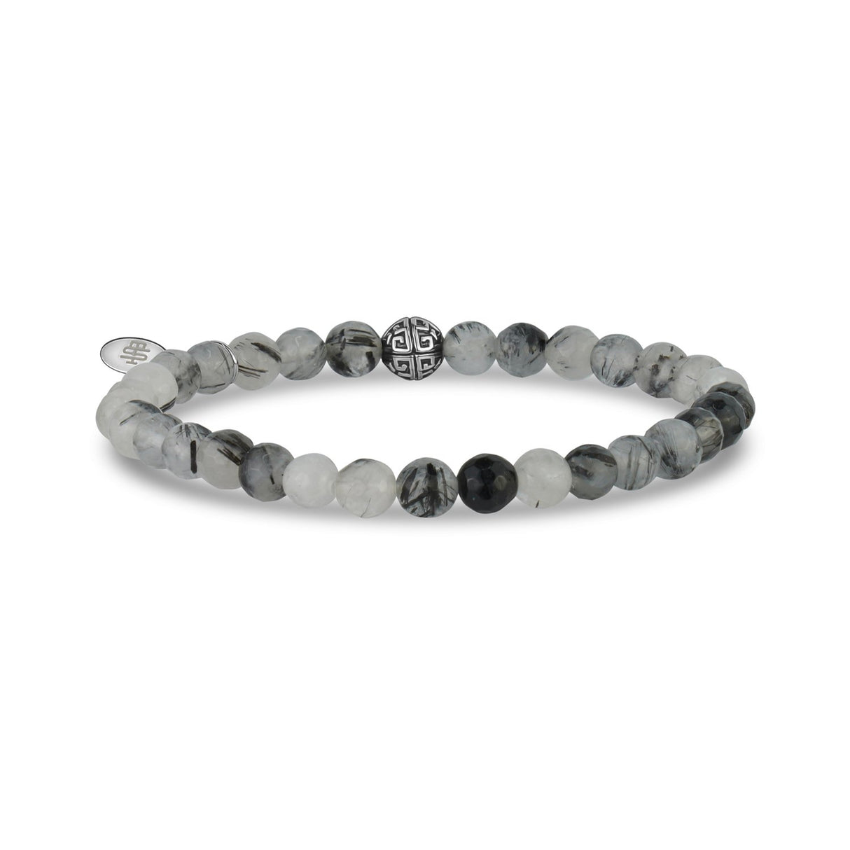 Bracelet de perles extensibles en quartz rutilé de 6 mm - Bracelet de perles unisexe - The Steel Shop