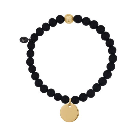 Bracelet de perles unisexe - Bracelet de perles extensible avec breloque ronde gravable