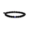 Bracelet de perles unisexe - Bracelet de perles d'onyx noir mat 6mm avec oeil maléfique bleu