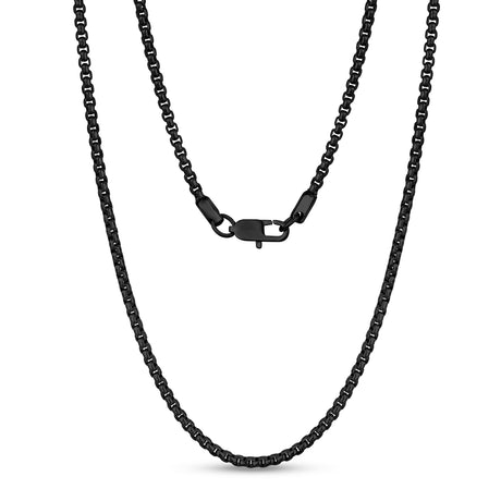 Colliers unisexes - Collier de chaîne en acier noir à maillons ronds de 3 mm