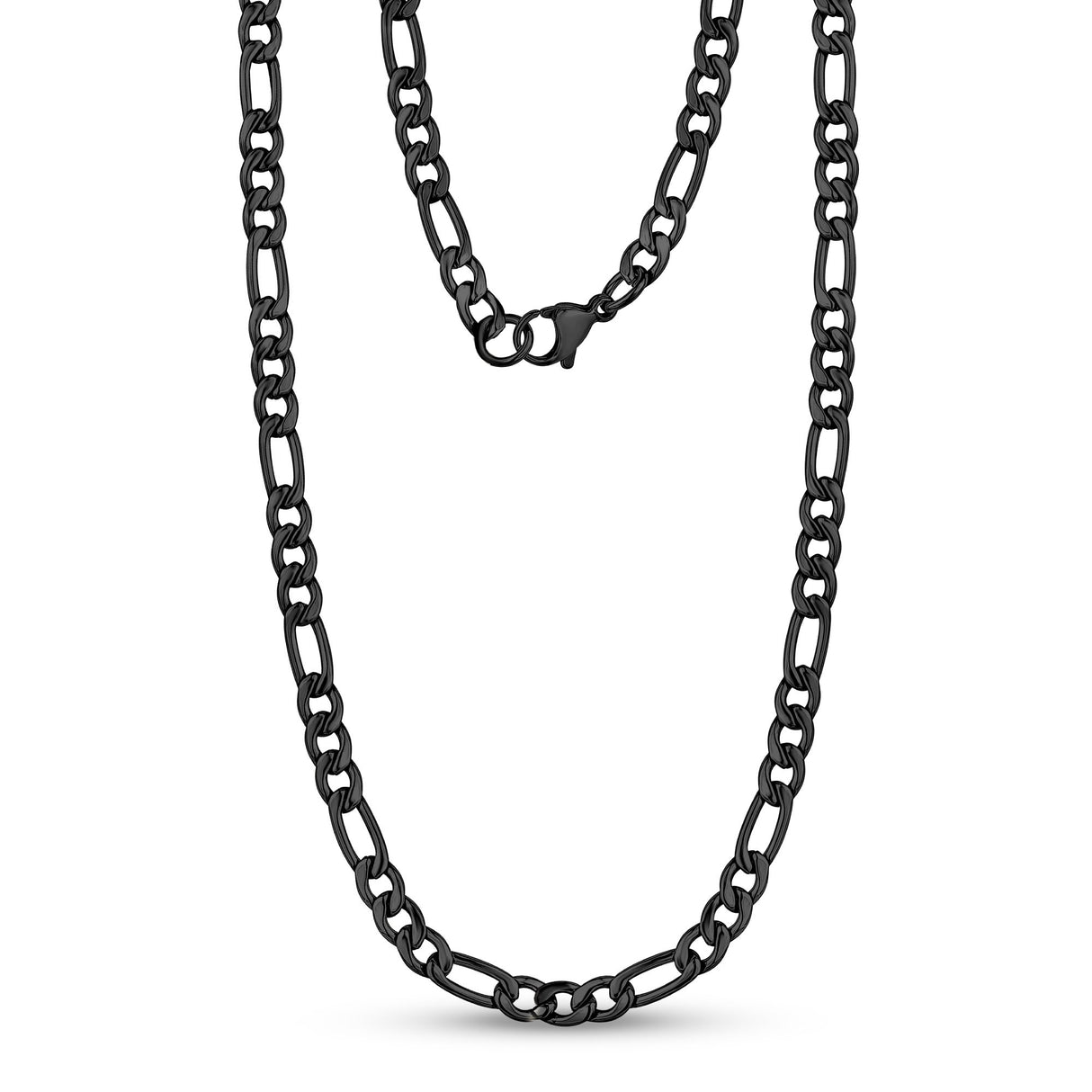 Colliers unisexes - Collier à maillons Figaro en acier inoxydable noir 5 mm