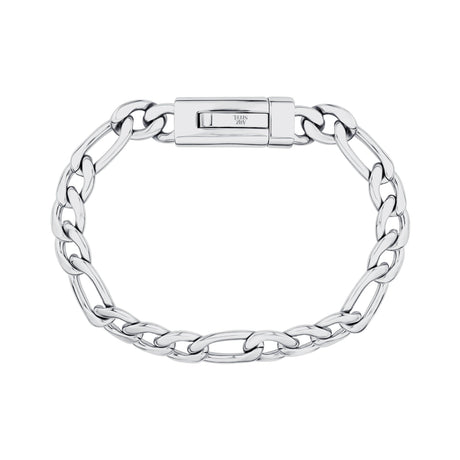 Bracelet unisexe en acier - Bracelet gravable en acier inoxydable de 9 mm à maillons Figaro