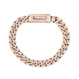 Bracelet unisexe en acier - Bracelet en acier inoxydable à maillons cubains en or rose de 9 mm, gravable.