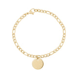 Bracelet pour femme - Bracelet à breloques gravables en or de 4 mm à maillons Figaro