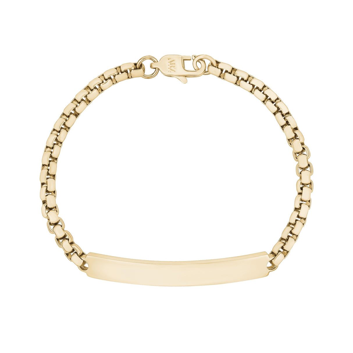 Bracelet pour femmes - Bracelet d'identification en acier doré gravable avec boîte ronde de 4 mm