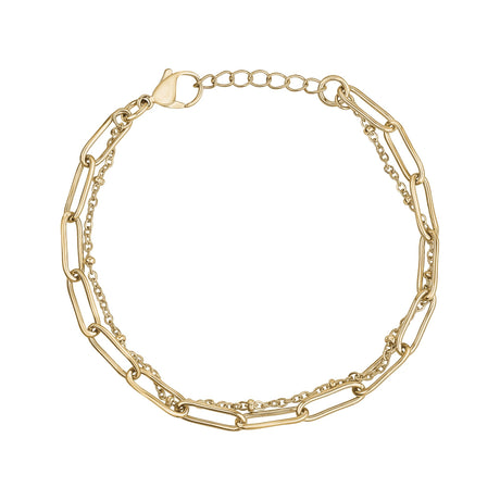 Bracelet pour femme - Bracelet d'acier or à double chaîne Paperclip