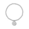 Bracelet pour femme - Bracelet de perles extensibles en acier inoxydable avec disque gravable