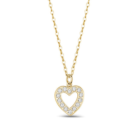 Pendentif pour femme - Pendentif coeur en or et zircon cubique