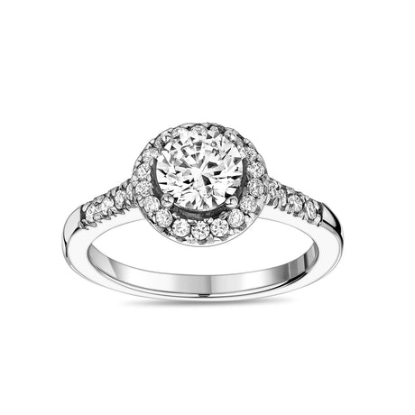 Bague pour femme - Bague solitaire ronde à halo classique en acier inoxydable